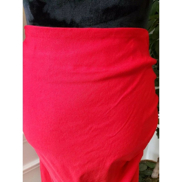 Grace Karin Women Solid Red Rayon Comfort Waist Ruffle Knee Length Skirt Size XL - Picture 2 of 10